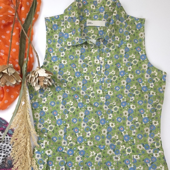 Tory Burch Floral Multi-colored  Sleeveless Pleated Travel Dress. Sz S - Picture 5 of 16